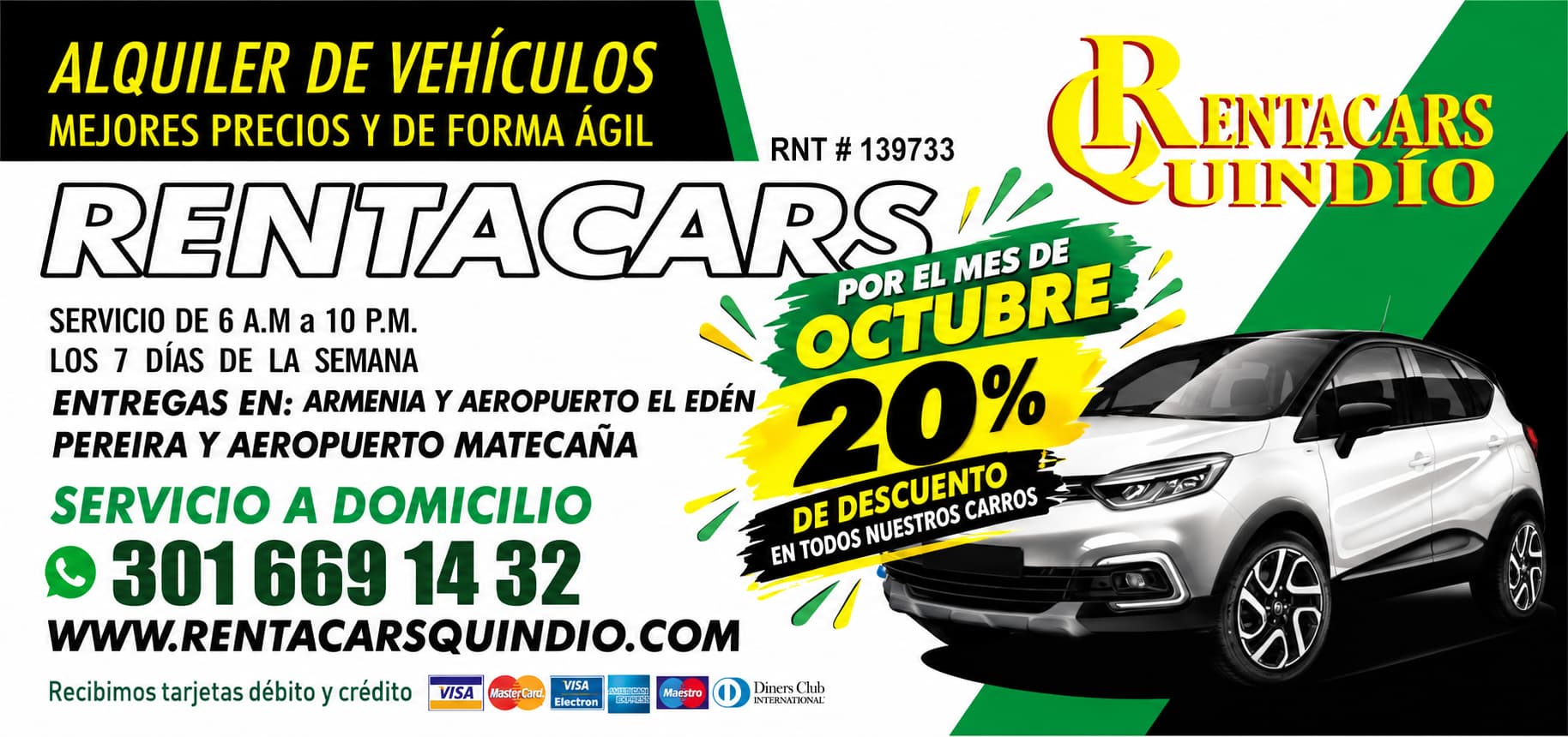 Promoción de alquiler de carros en Quindío